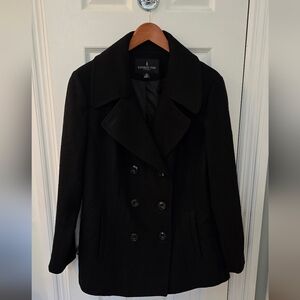 London Fog Women's Black Wool Blend Peacoat, Size XL (0913)